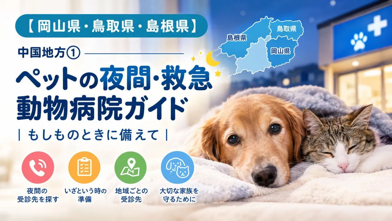 【岡山県・鳥取県・島根県】中国地方①　ペットの夜間・救急動物病院ガイド　もしもの時に備えて