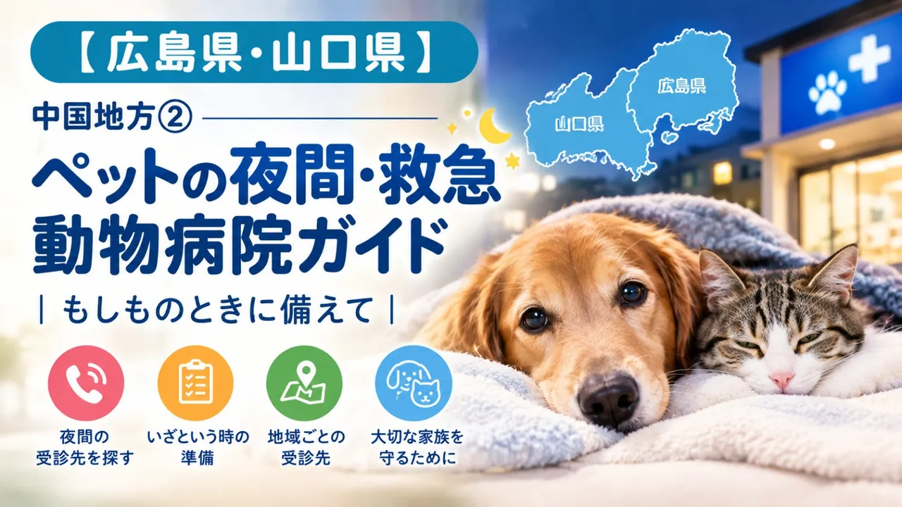 【広島県・山口県】中国地方②　ペットの夜間・救急動物病院ガイド｜もしものときに備えて