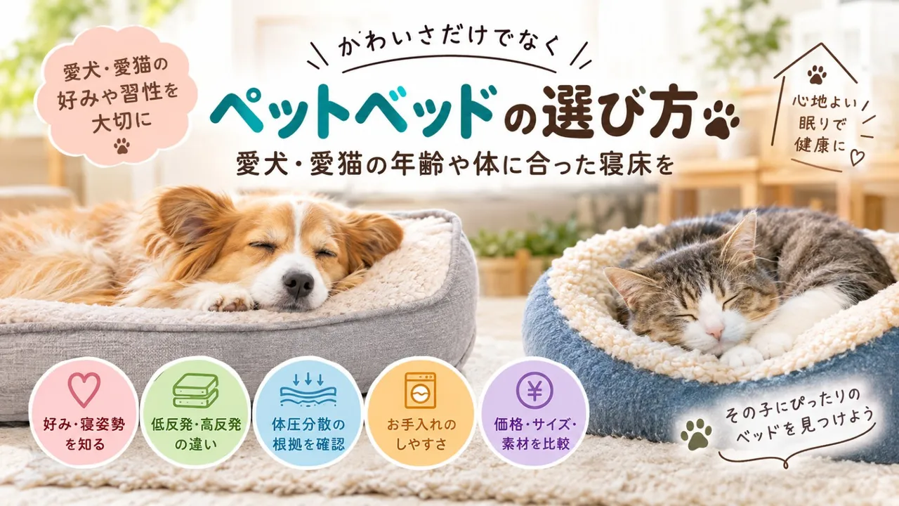 【ペットベッドの選び方】かわいさだけでなく、愛犬・愛猫の年齢や体に合った寝床を
